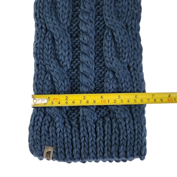 THE NORTH FACE Blue Chunky Cable Knit Scarf cozy winter layering one size - Picture 5 of 6